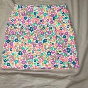 Neon flower print mini skirt